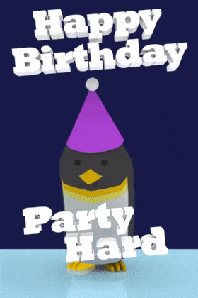 Penguin Party Hard ecard