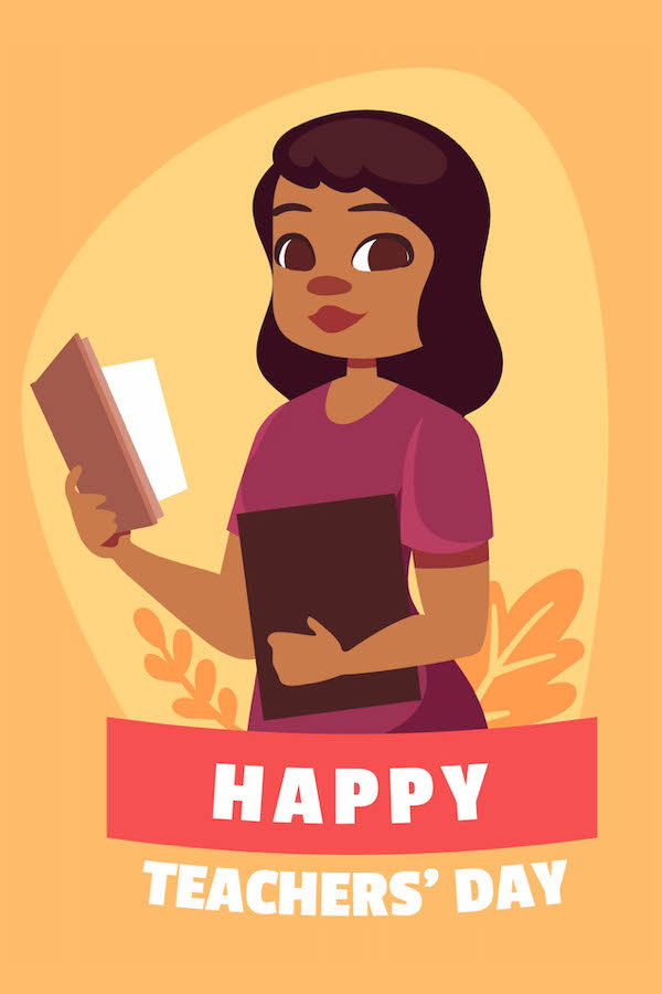 Teacher With Book MW FP ecard